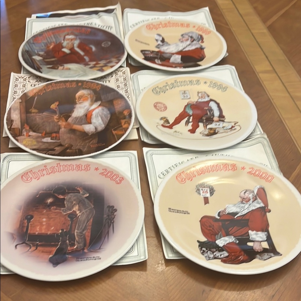 Christmas Collector Knowles Rockwell Plate Set Look New With certificates